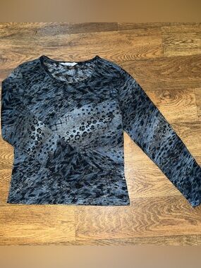 Animal Print Lace Mesh Long Sleeve